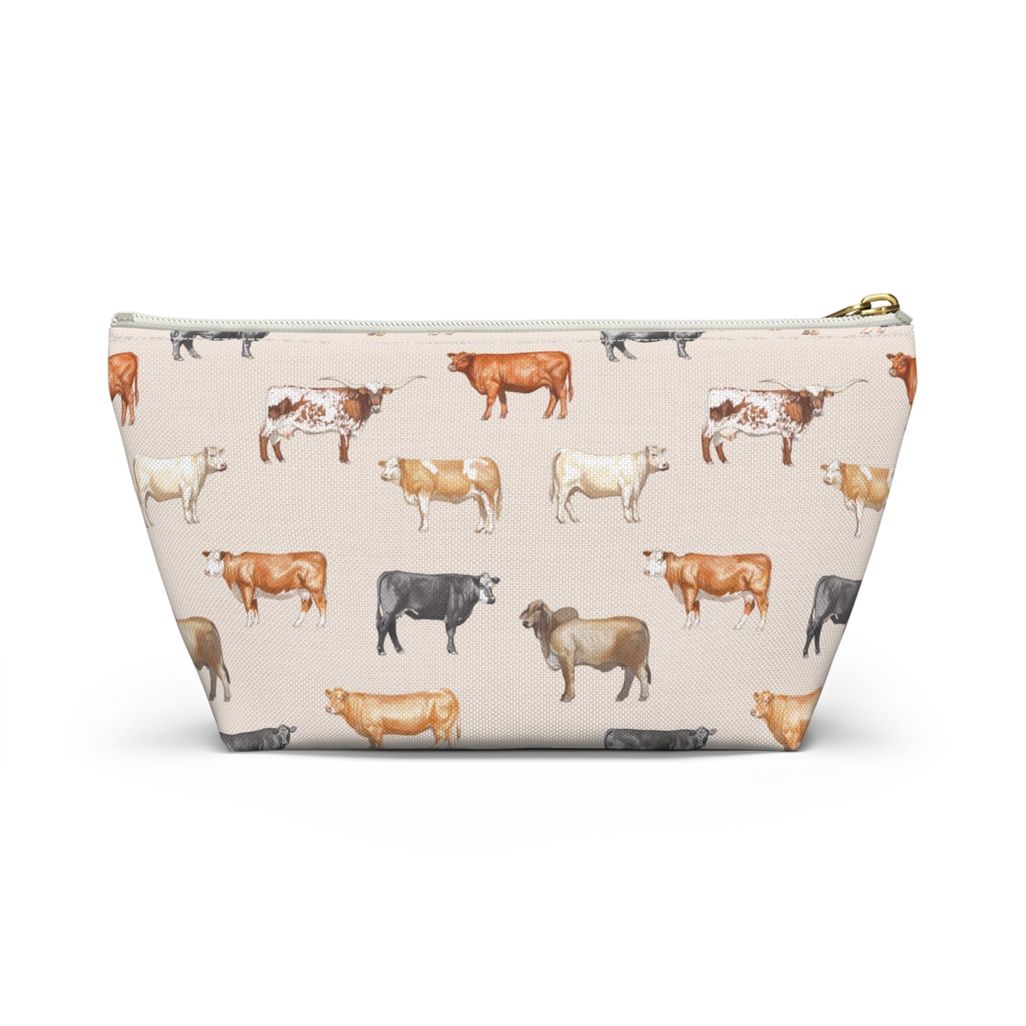 Beef Cows Pencil Pouch in Cream