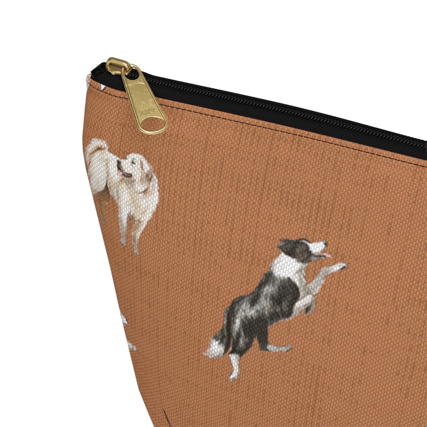 Cow Dogs Pencil Pouch in Saddle