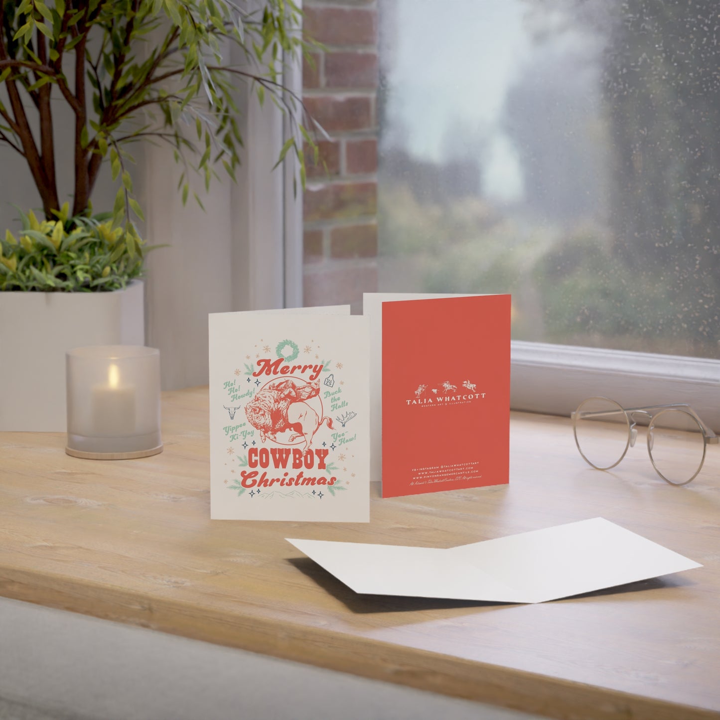 Merry Cowboy Christmas Greeting Cards (1, 10, 30, 50 pack)