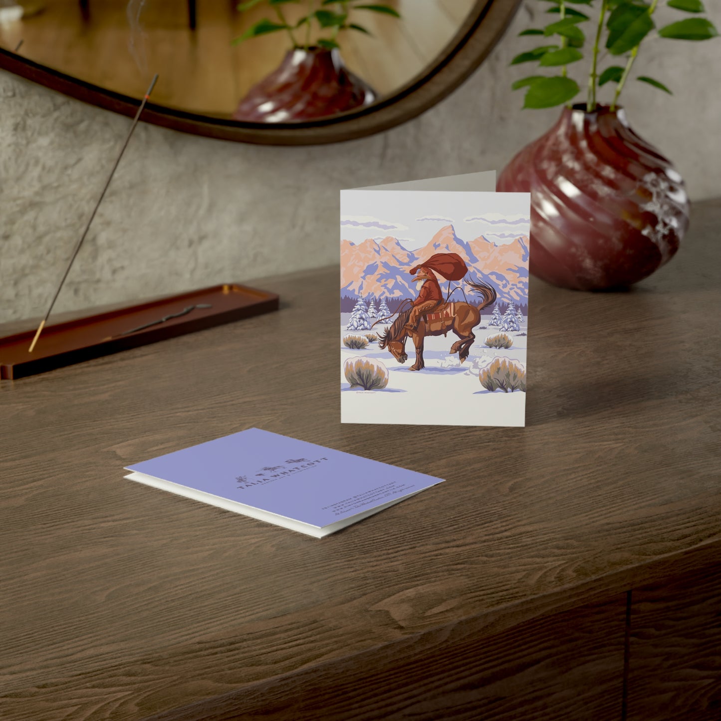 Wyoming Cowboy Santa Greeting Cards (1, 10, 30, 50 pack)