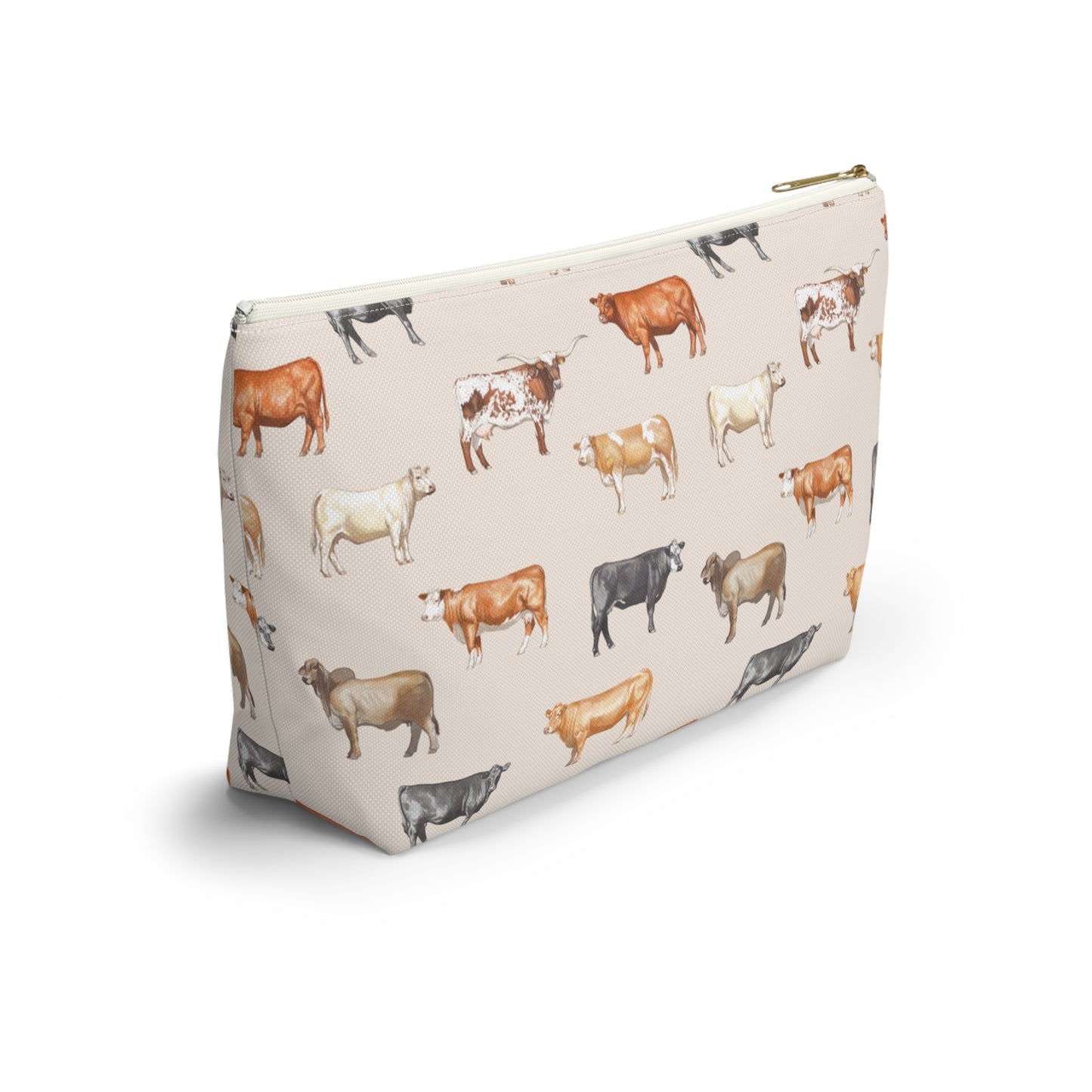 Beef Cows Pencil Pouch in Cream