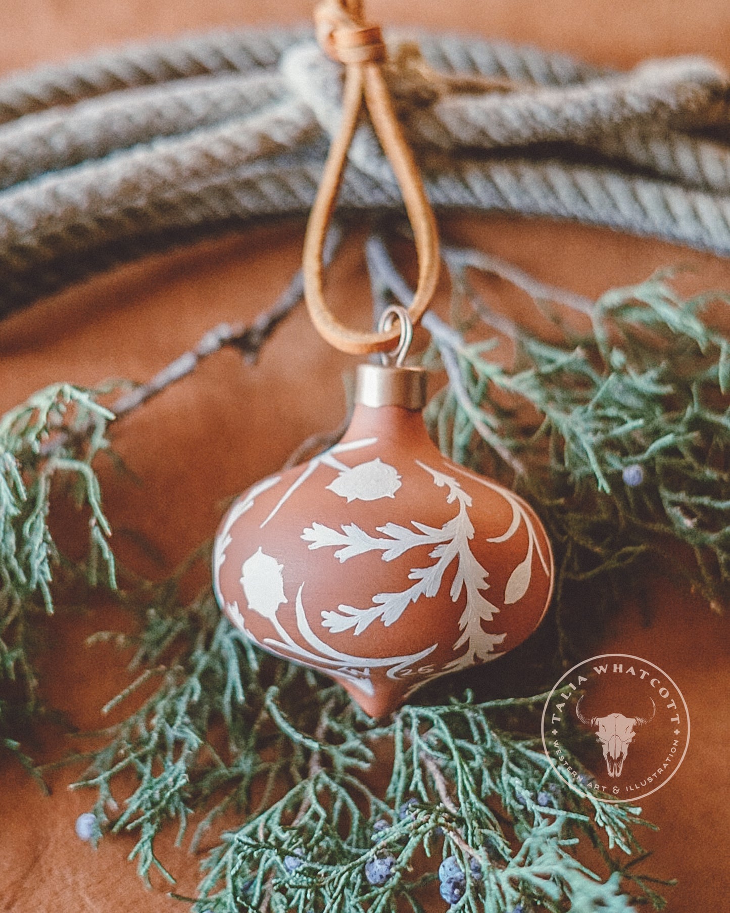 Terra Cotta Sego Lilies Ceramic Ornament