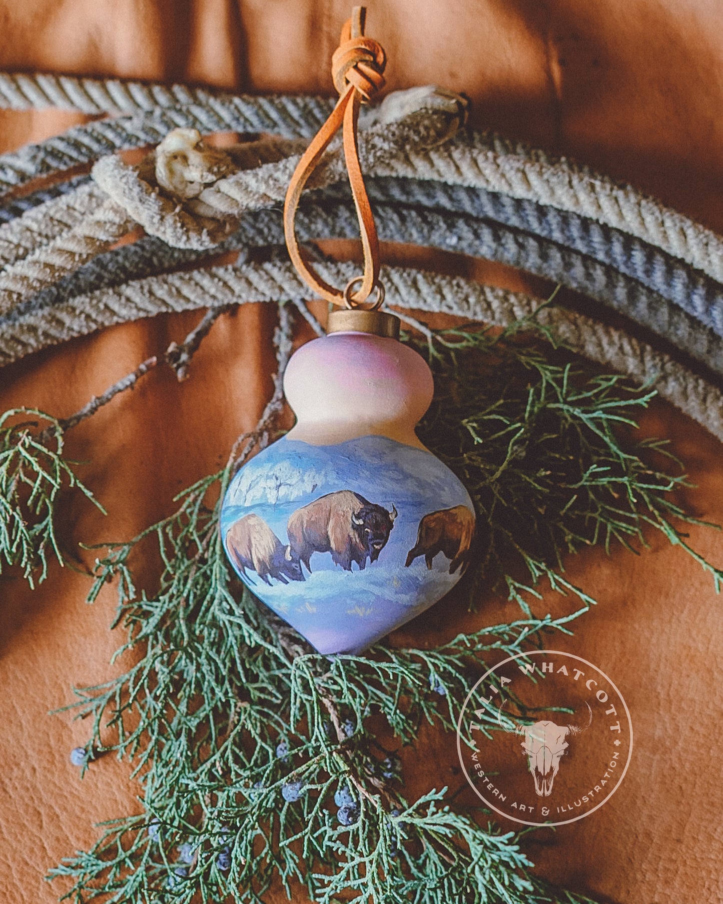 Bison Winter Ceramic Ornament