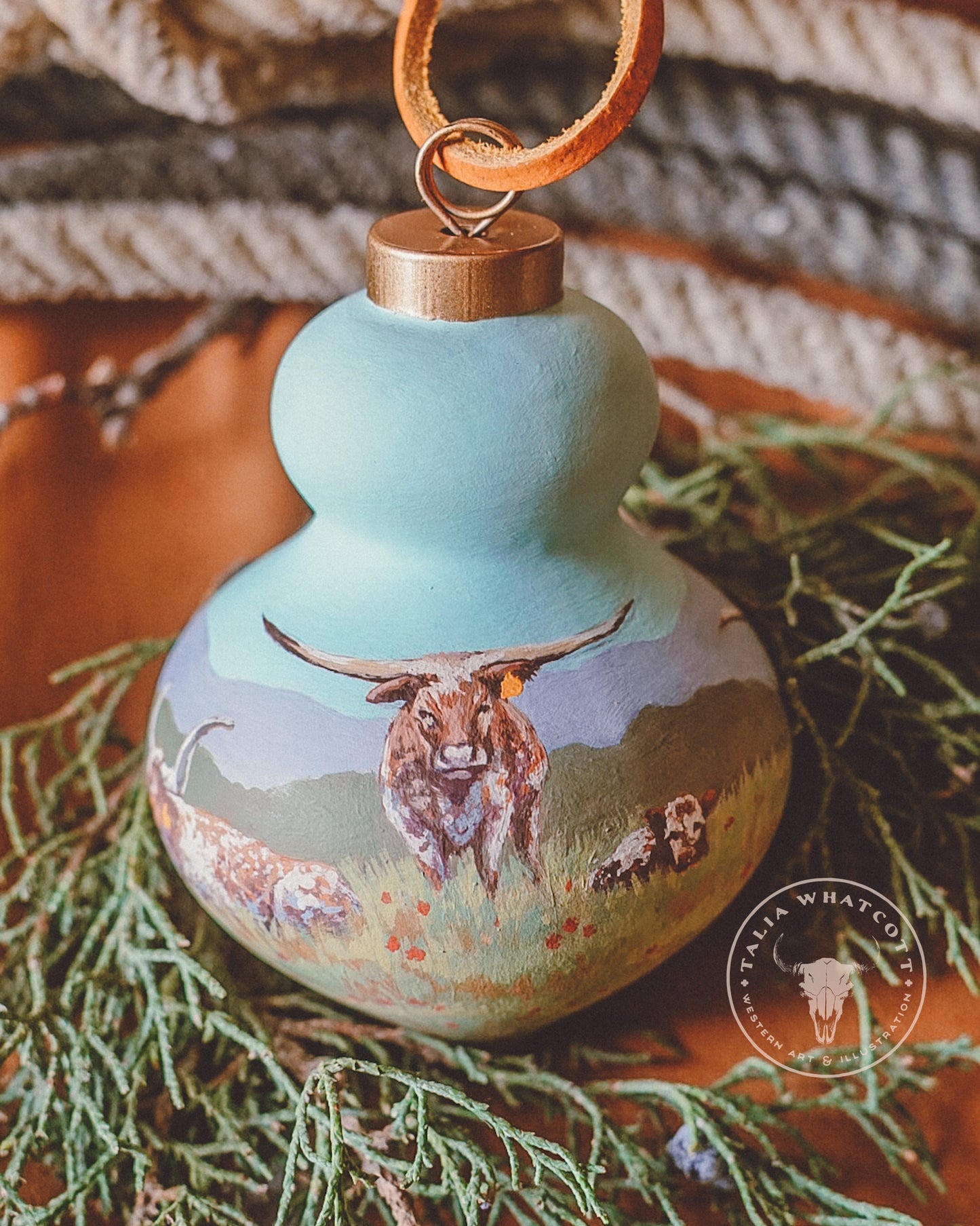 Longhorn Prairie Ceramic Ornament