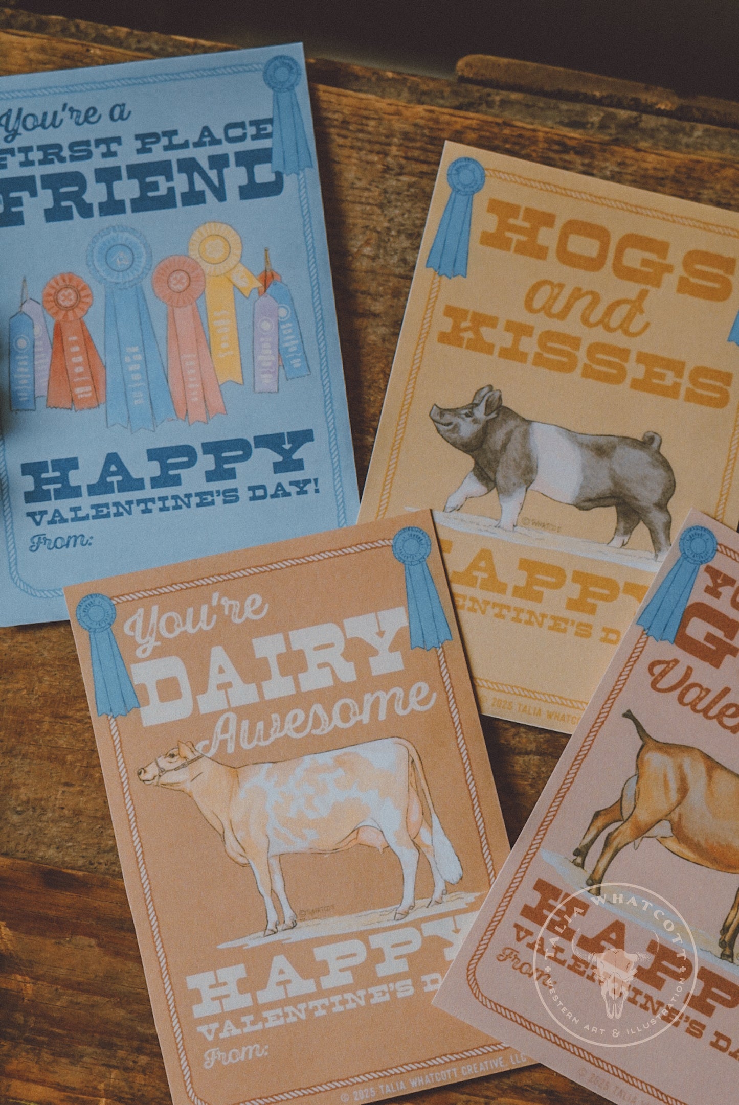 Livestock Show Valentine Cards Digital Printable