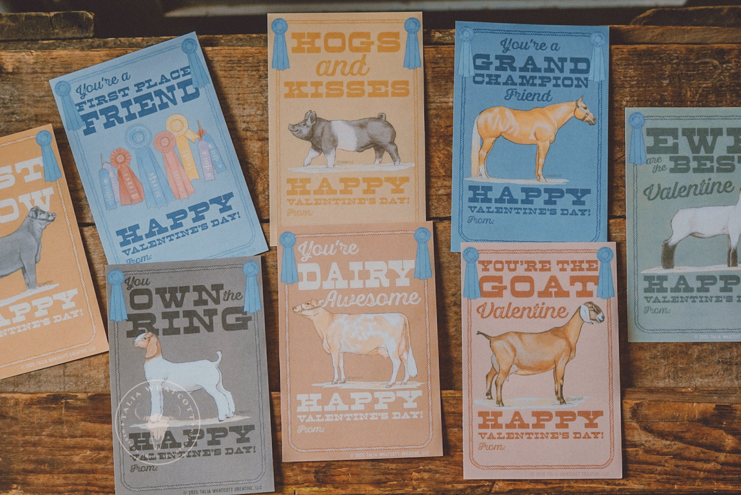 Livestock Show Valentine Cards Digital Printable