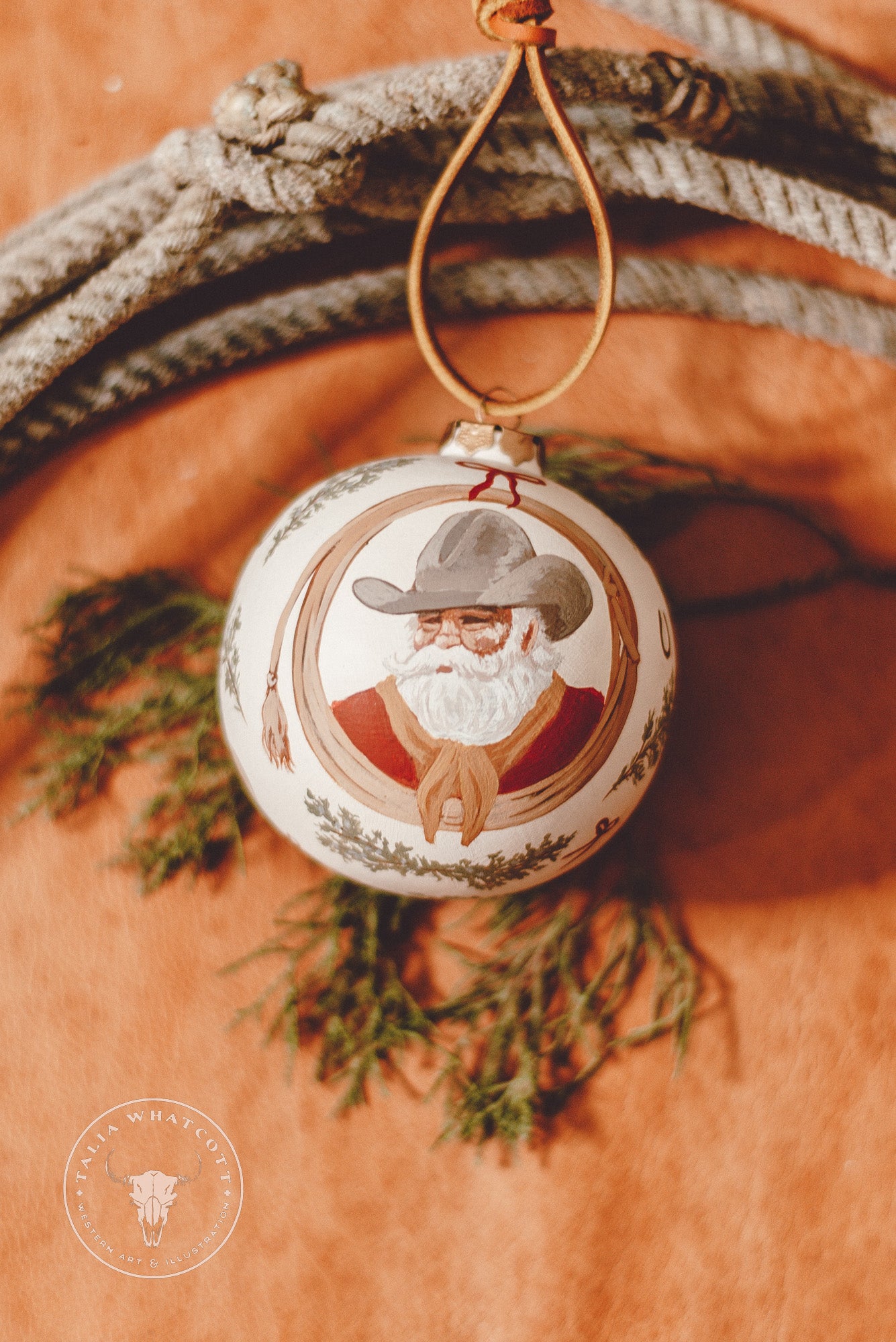 Cowboy Santa Ceramic Ornament