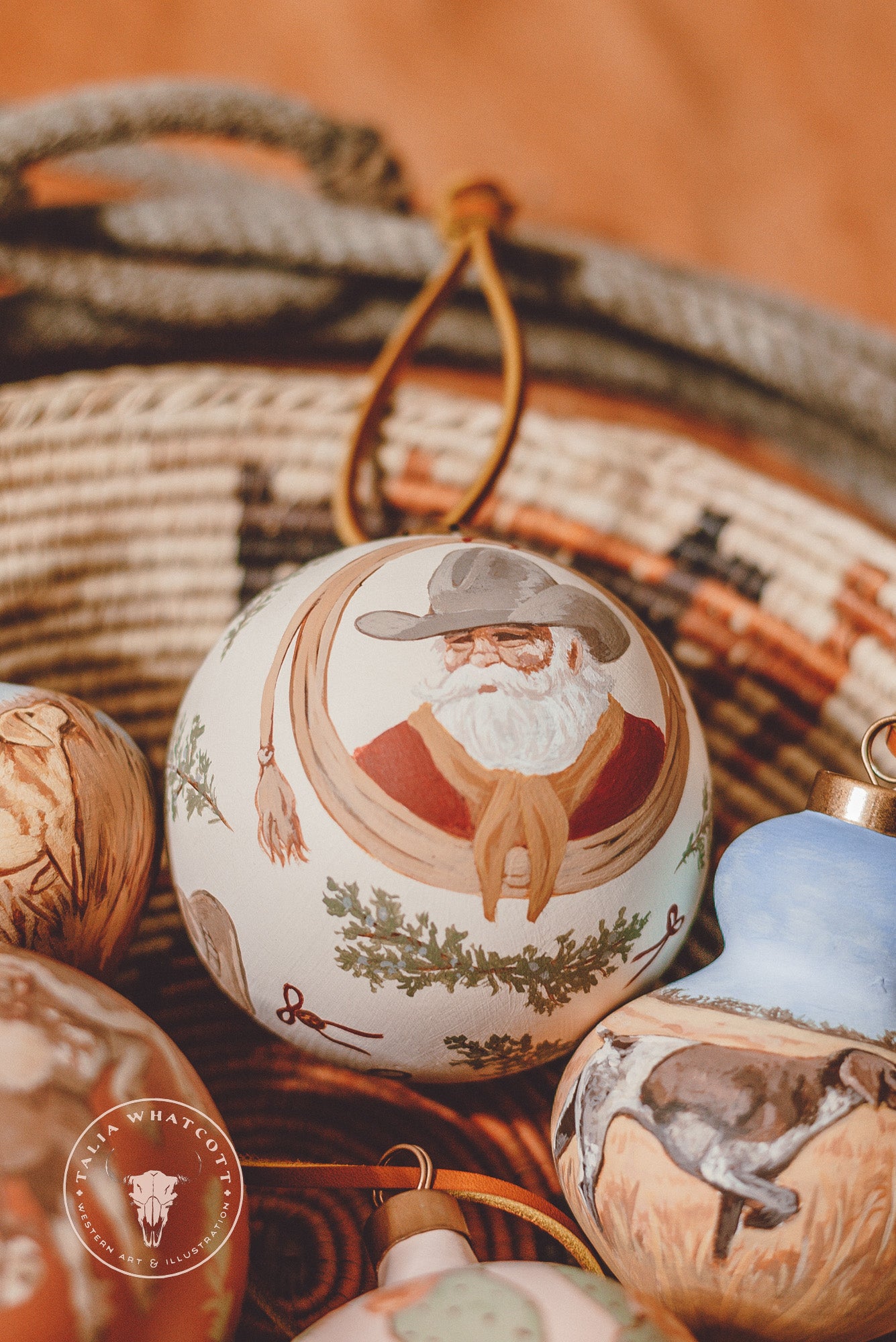 Cowboy Santa Ceramic Ornament
