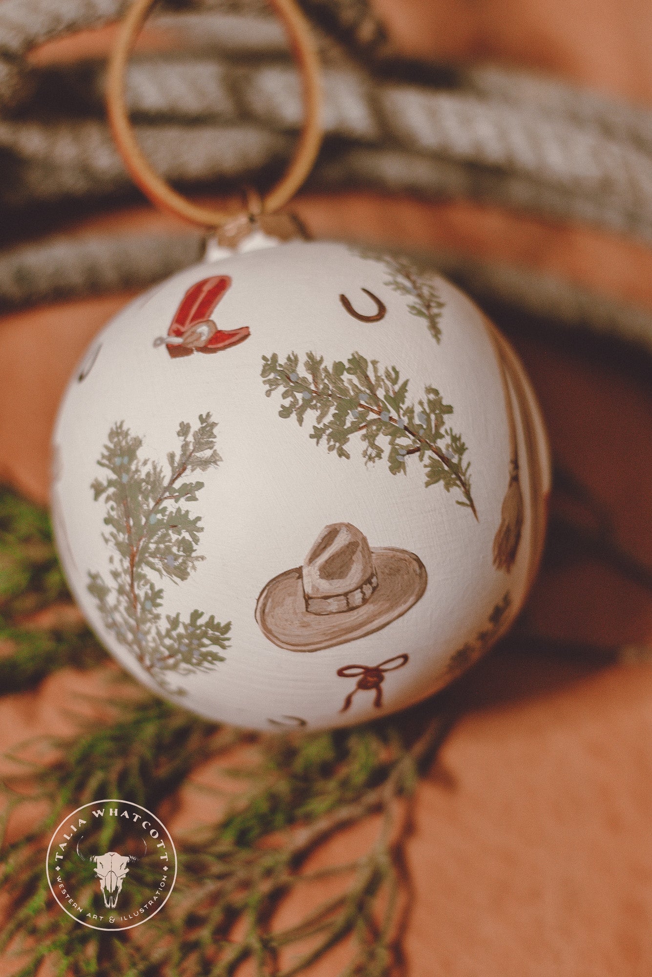 Cowboy Santa Ceramic Ornament