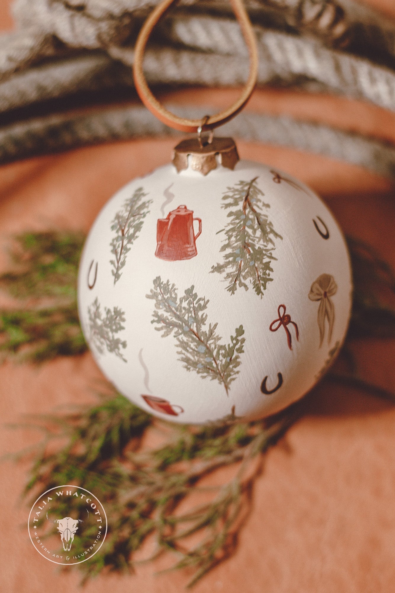 Cowboy Santa Ceramic Ornament