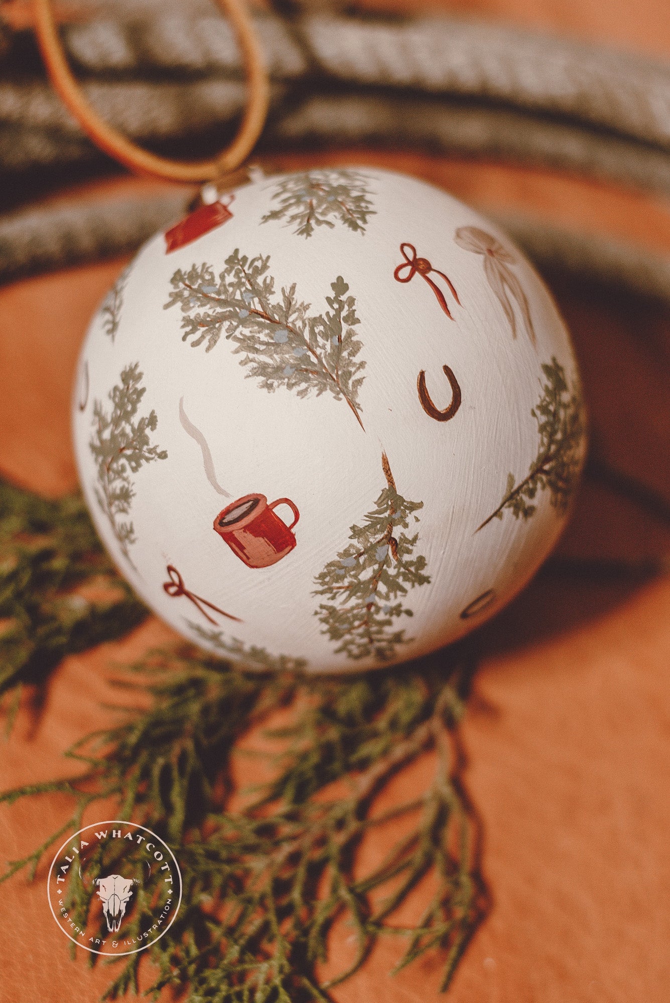 Cowboy Santa Ceramic Ornament