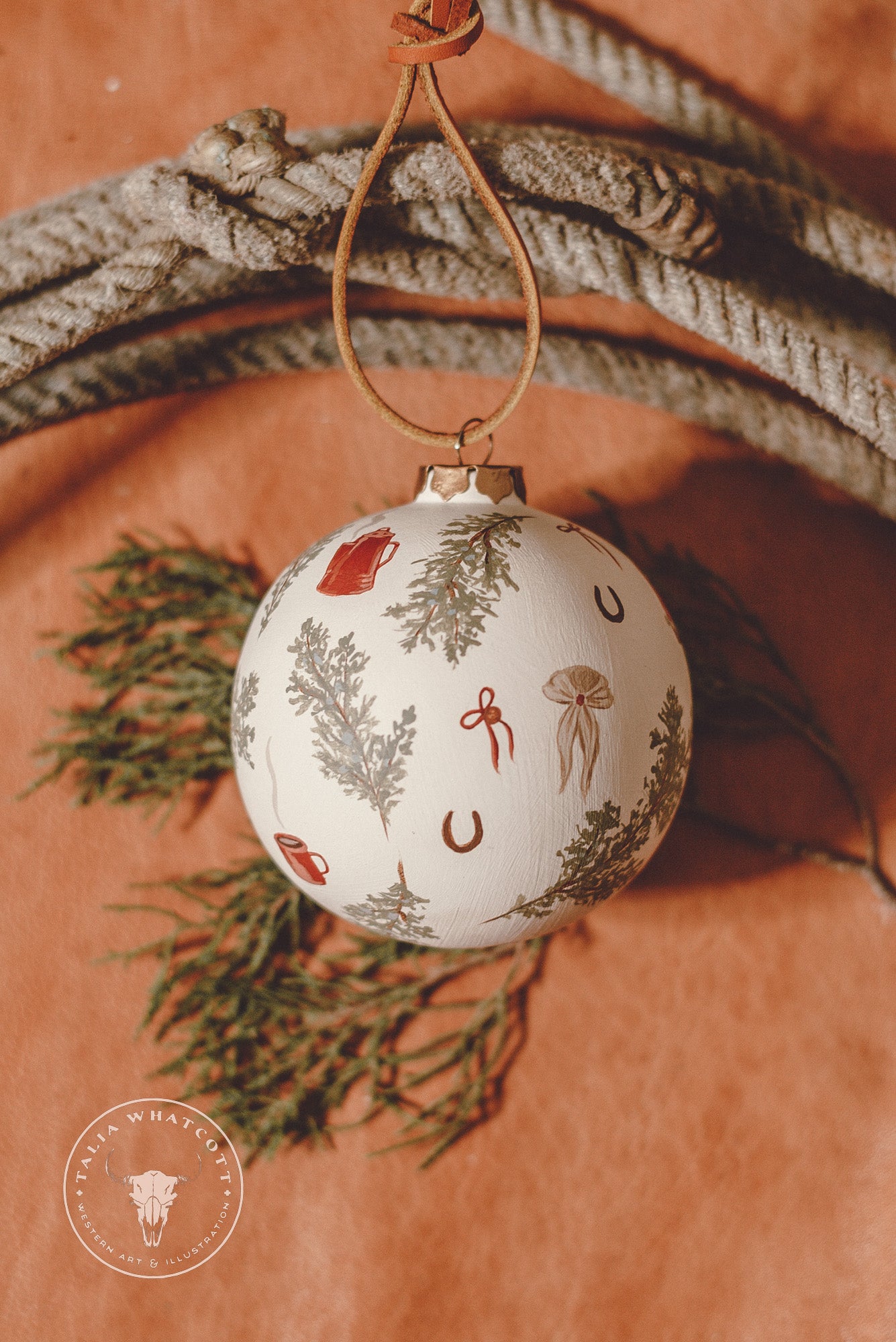 Cowboy Santa Ceramic Ornament