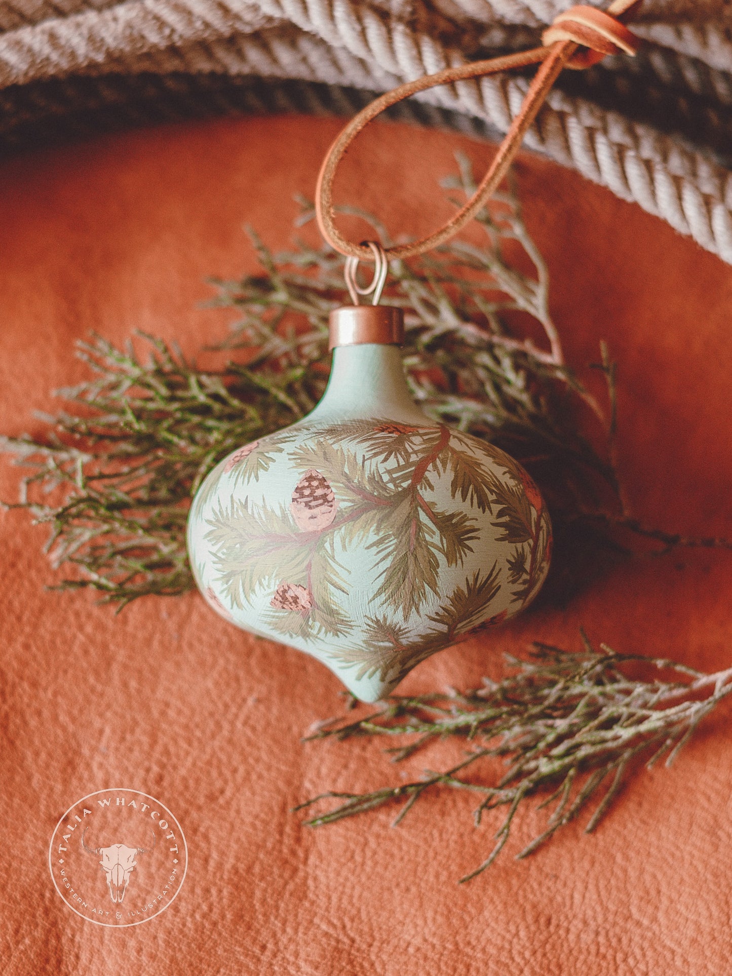 Pine Boughs Ceramic Ornament