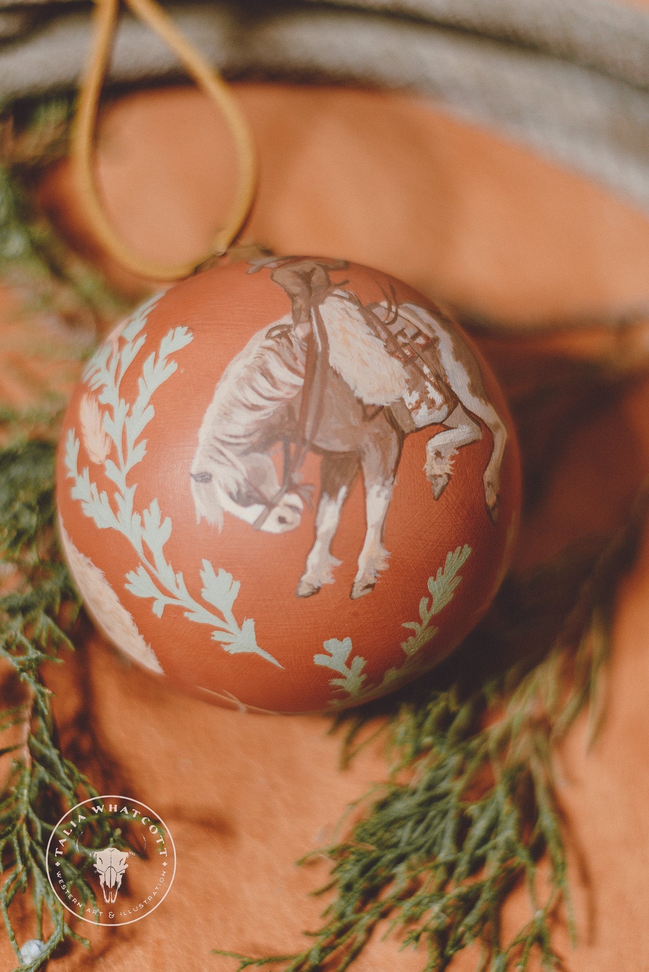 Paint Bucking Horse Ceramic Ornament