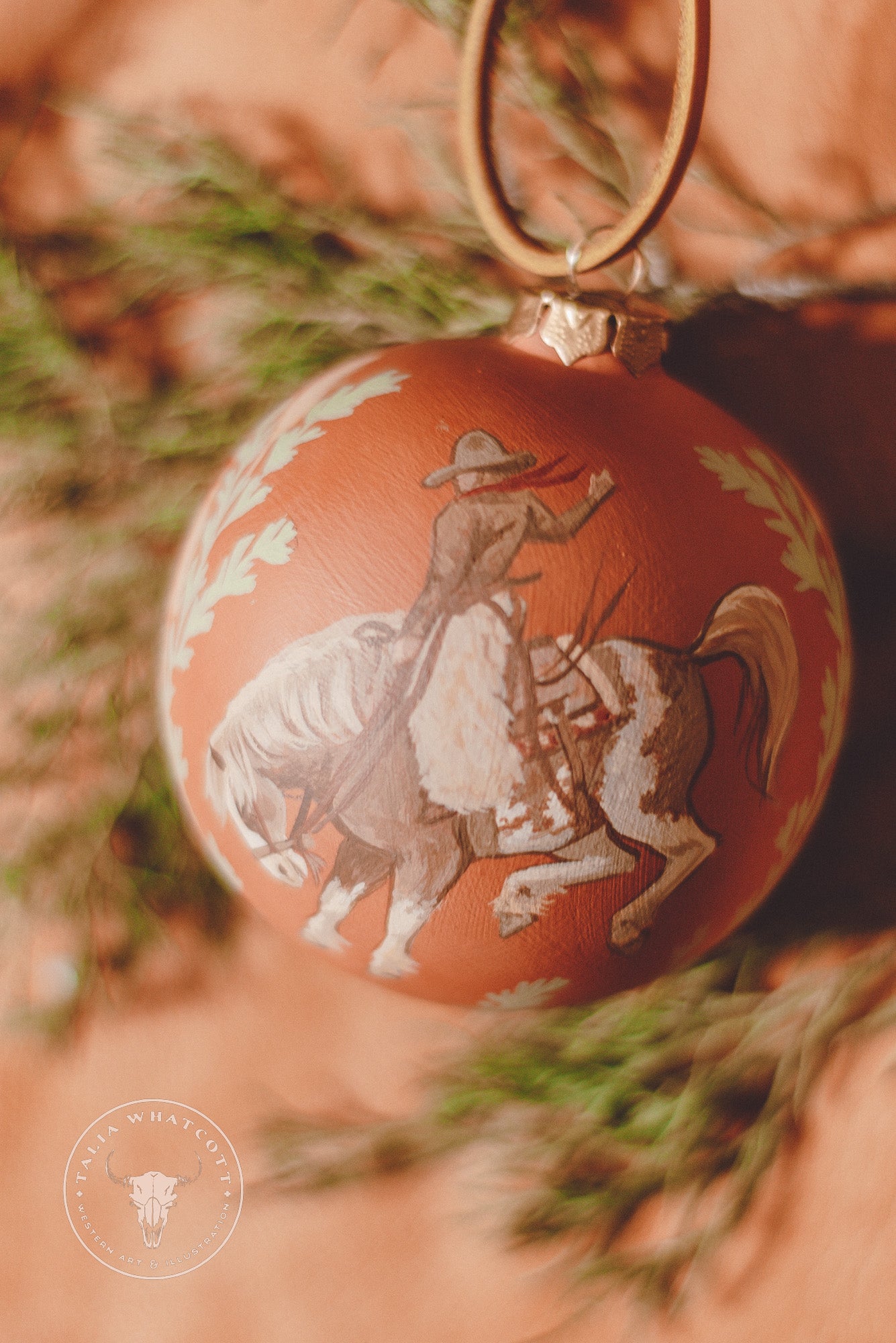 Paint Bucking Horse Ceramic Ornament