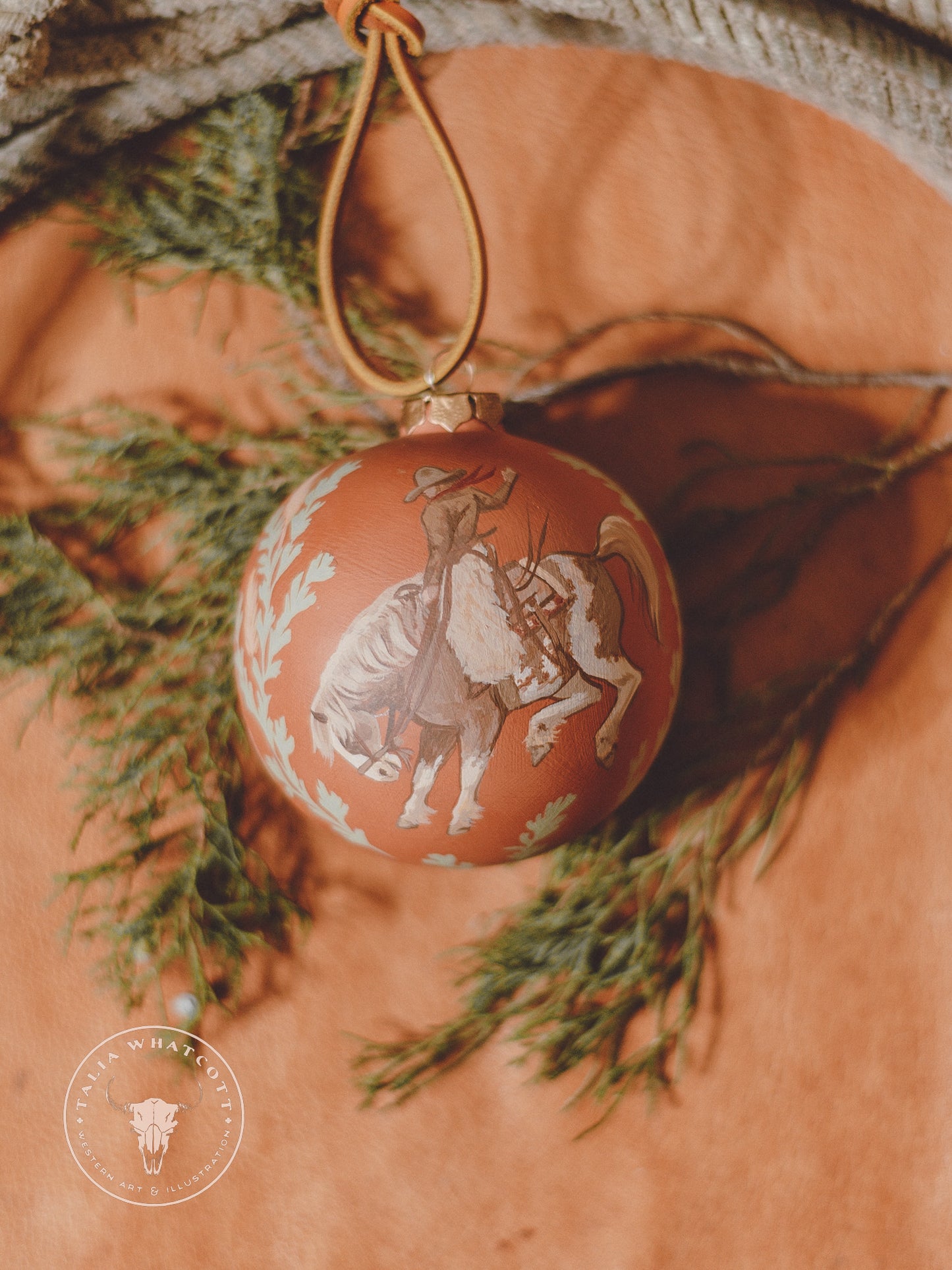 Paint Bucking Horse Ceramic Ornament
