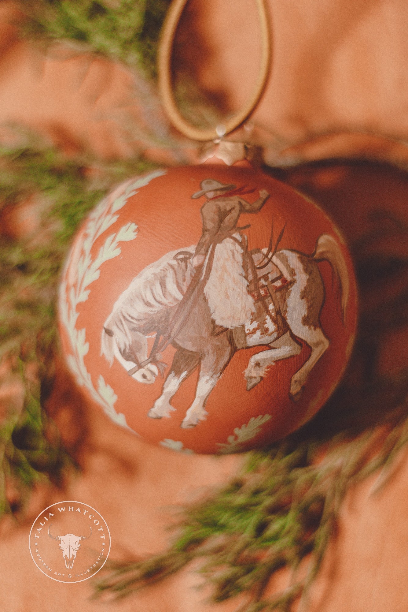 Paint Bucking Horse Ceramic Ornament