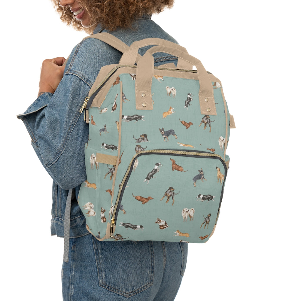 Cow Dogs Diaper Bag in Turquoise