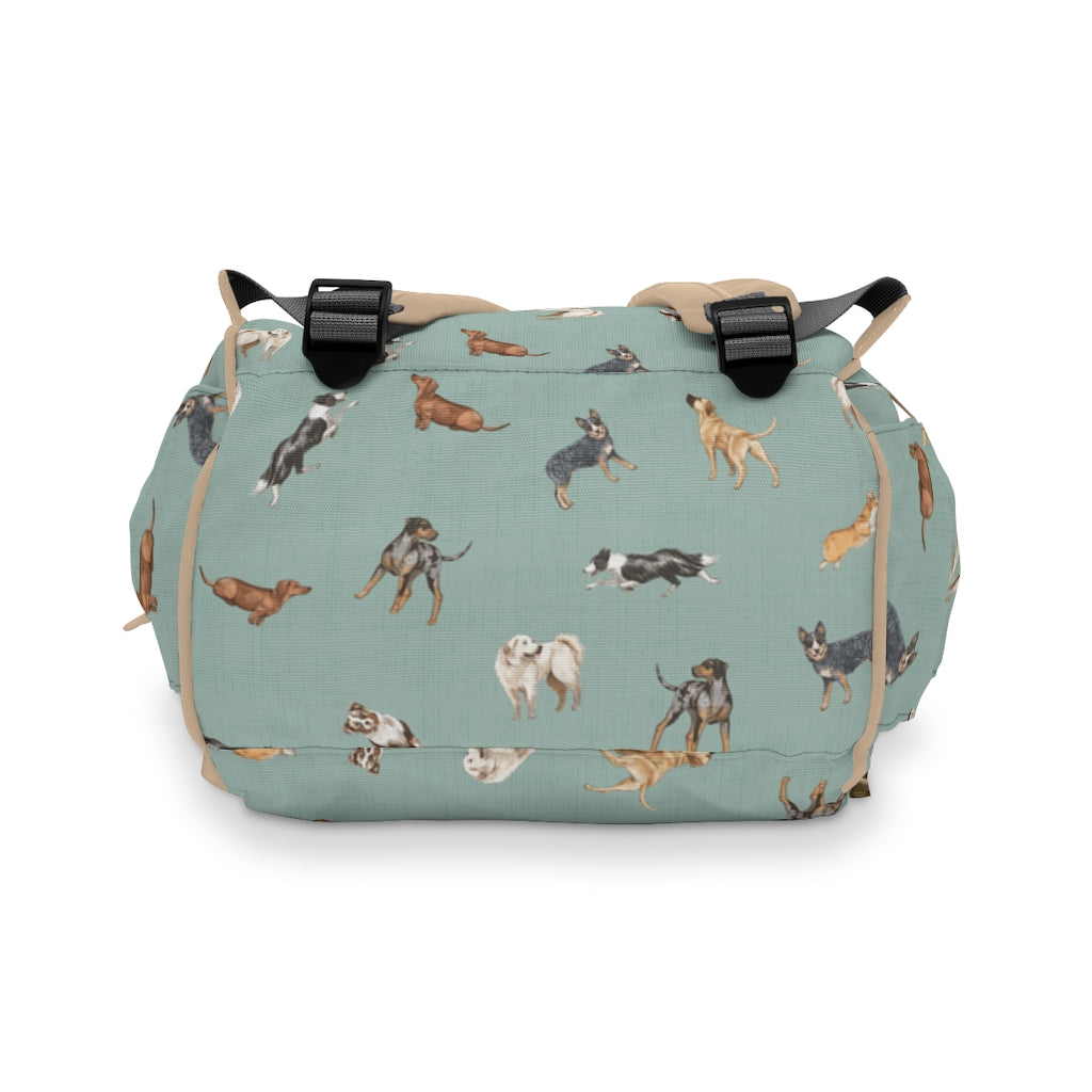 Cow Dogs Diaper Bag in Turquoise