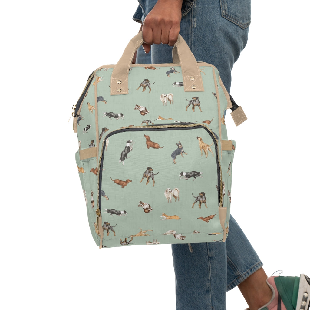 Cow Dogs Diaper Bag in Mint