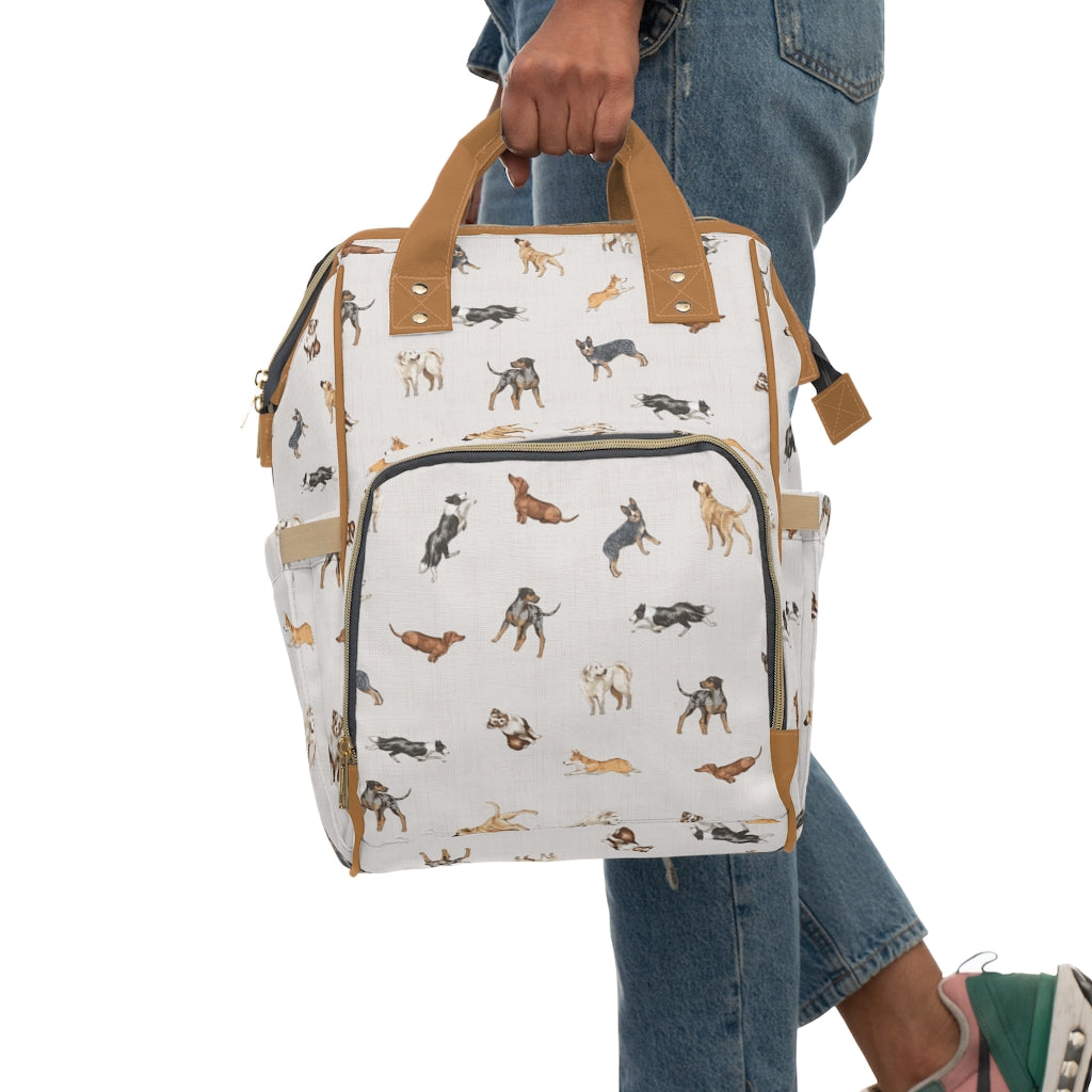 Cow Dogs Diaper Bag in Cream