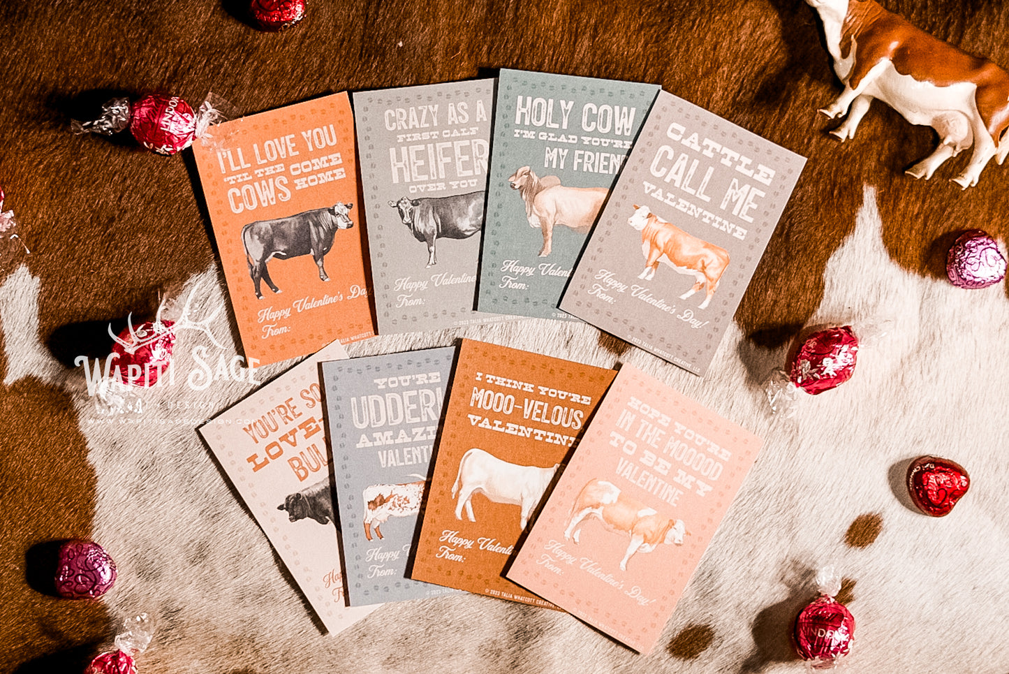 Beef Cows Valentine Cards Digital Printable