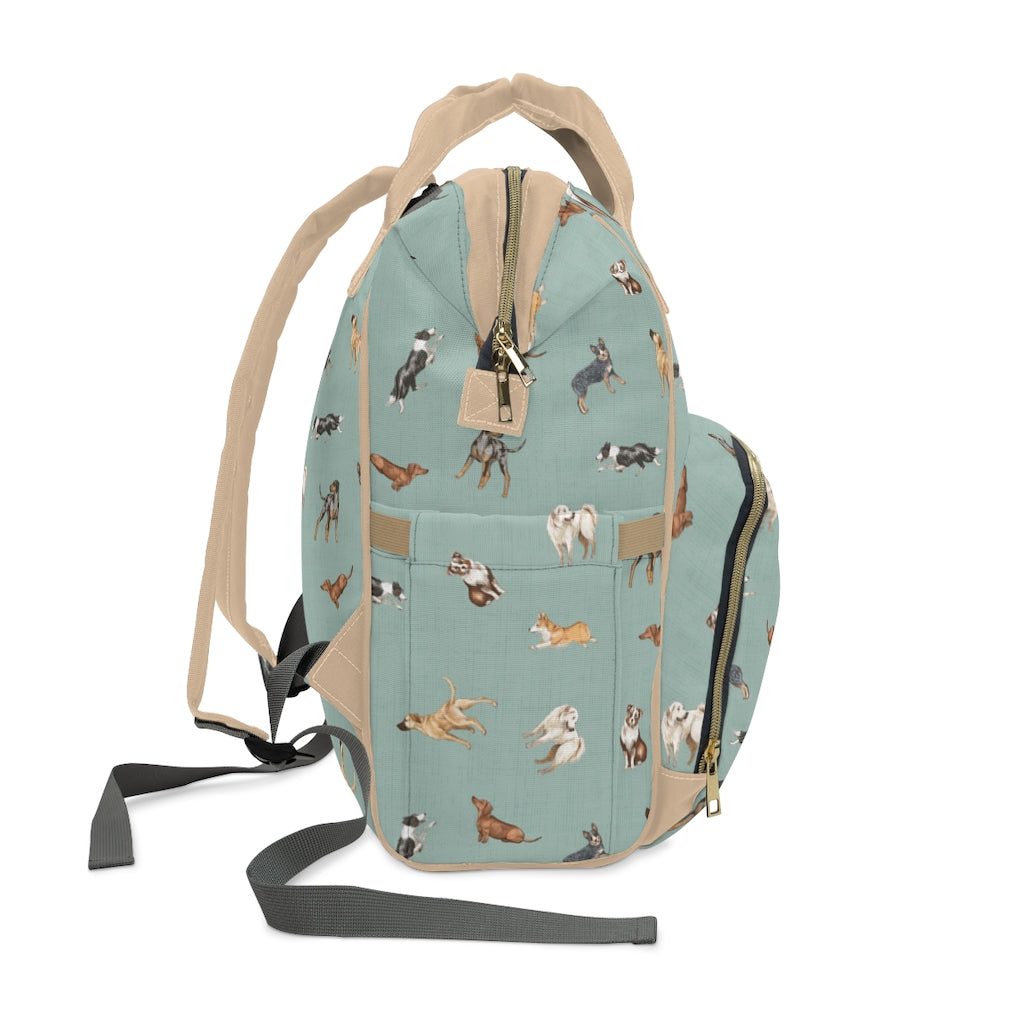 Cow Dogs Diaper Bag in Turquoise
