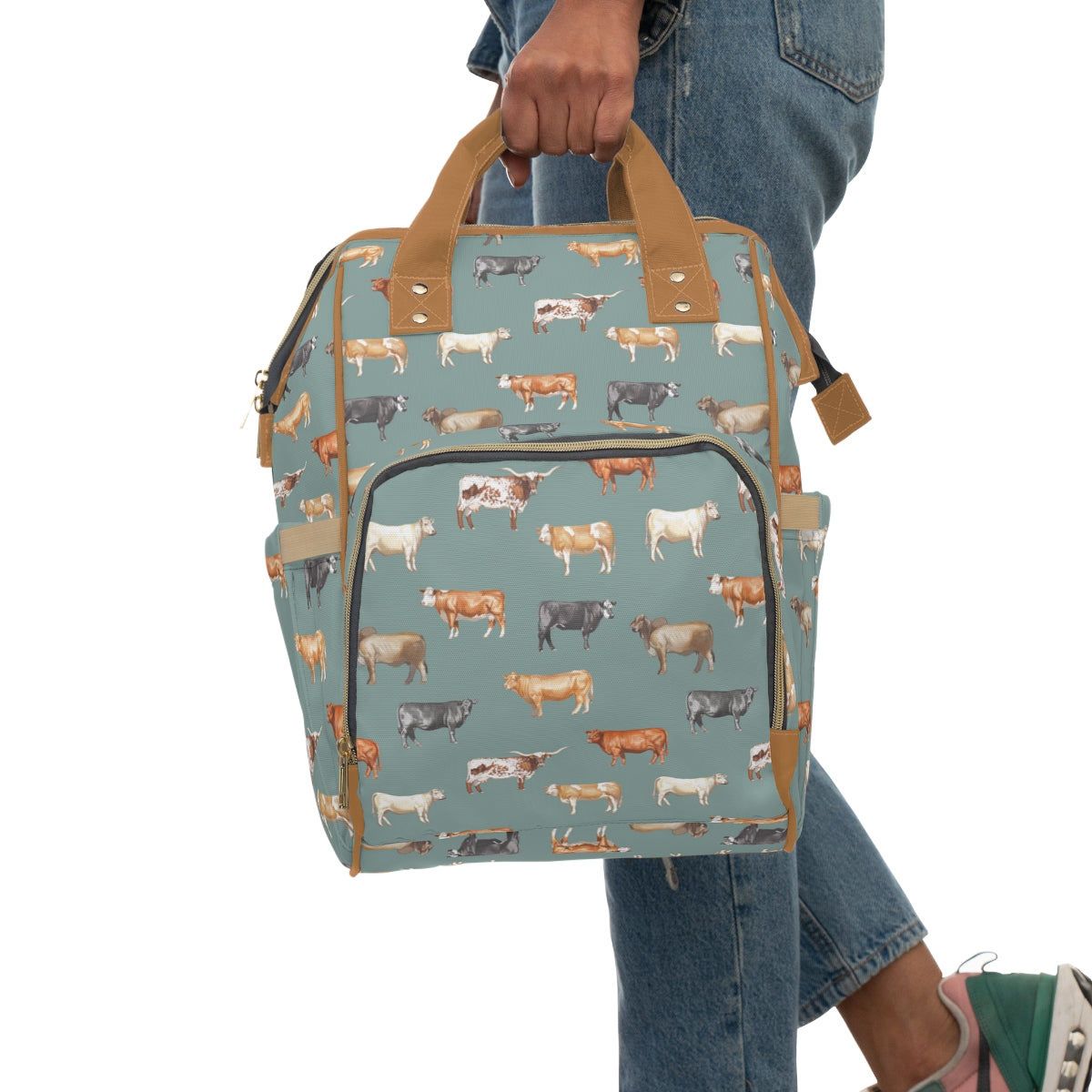 Beef Cows Diaper Bag in Denim