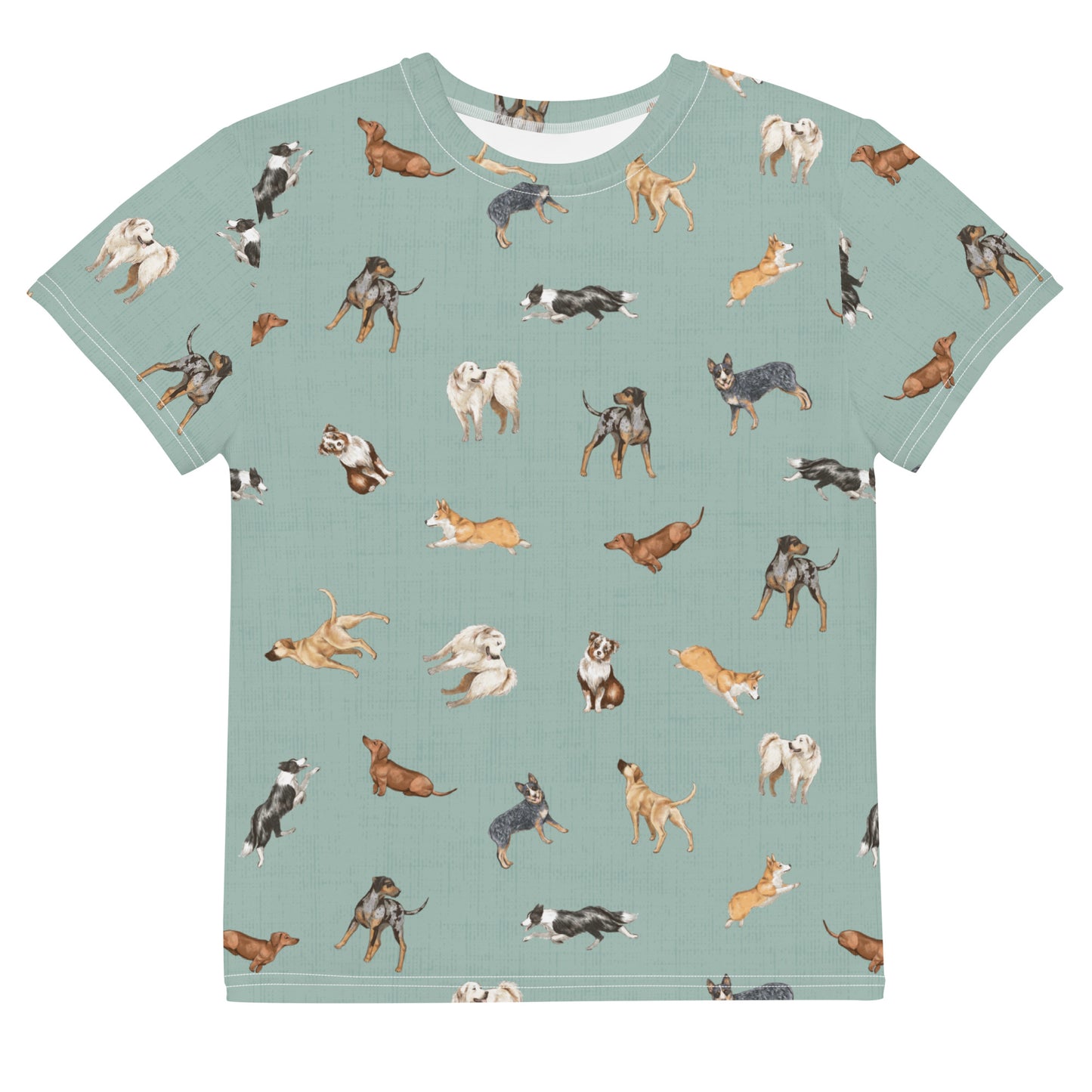 Cow Dogs Big Kids Tee in Turquoise