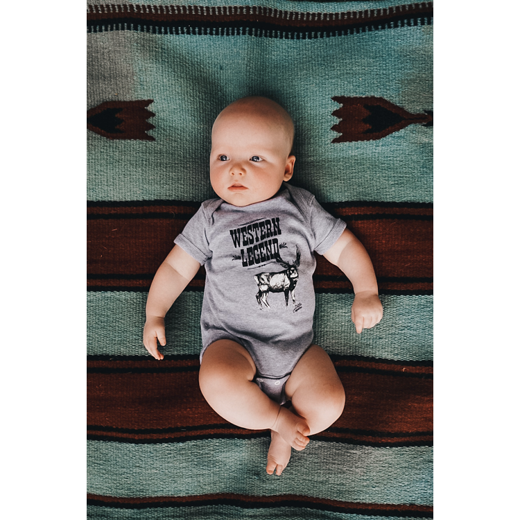 “Western Legend” Graphic Bodysuit in Heather Gray