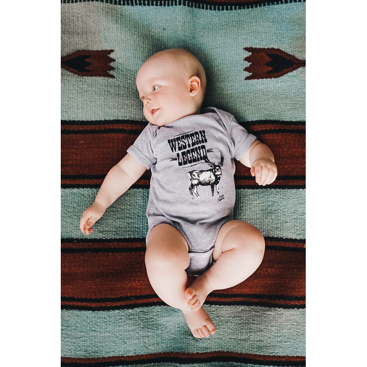 “Western Legend” Graphic Bodysuit in Heather Gray