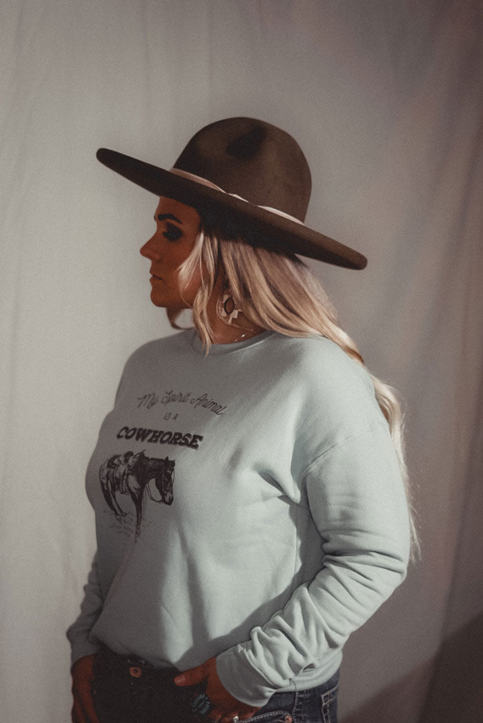 “Cowhorse” Graphic Crewneck Sweatshirt in Big Sky