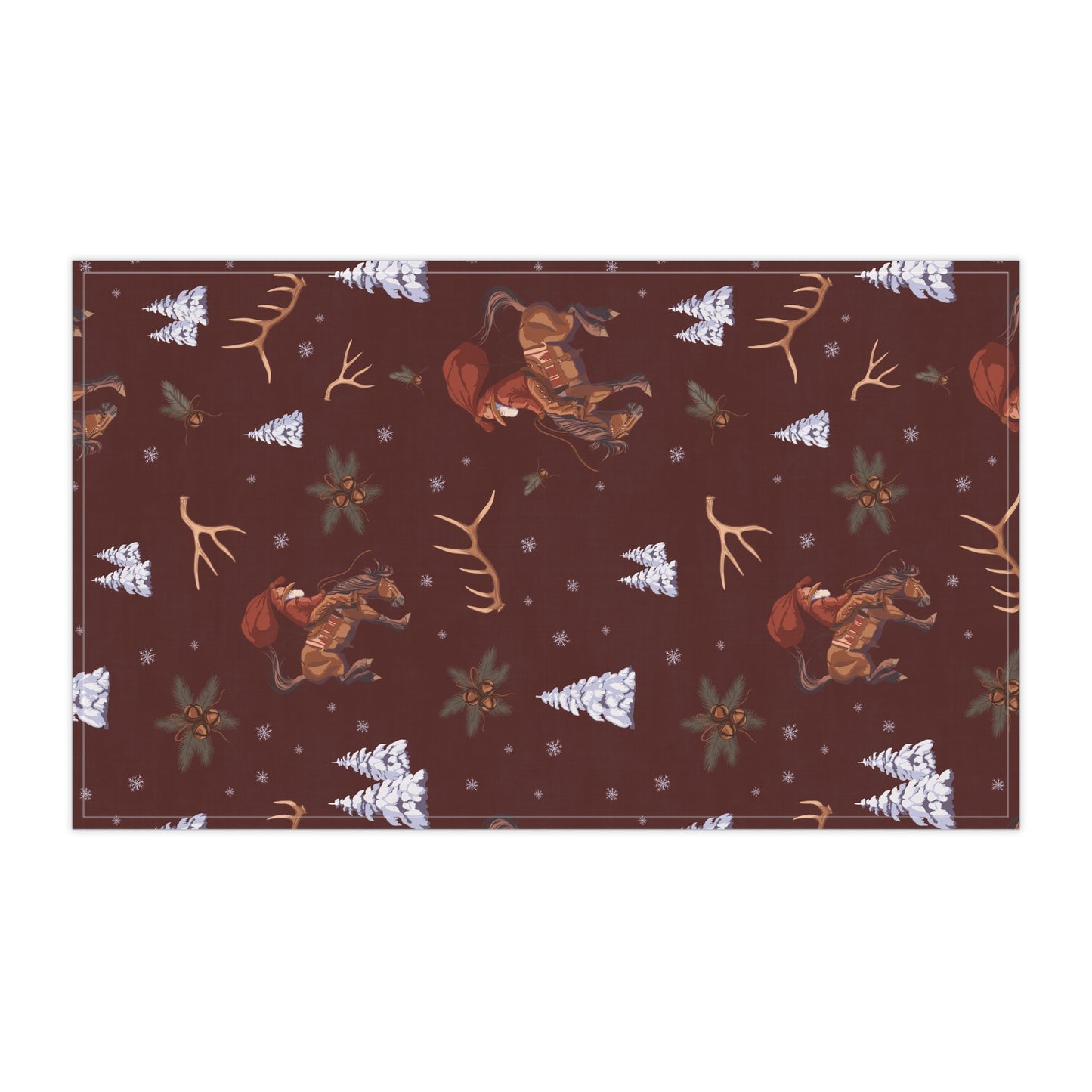 Cowboy Santa Kitchen Towel in Burgundy