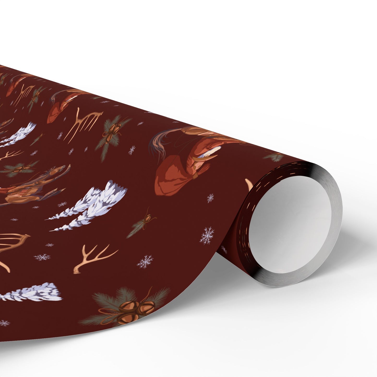 Cowboy Santa Wrapping Paper in Burgundy