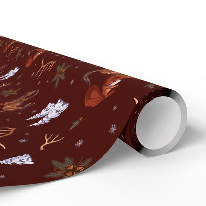 Cowboy Santa Wrapping Paper in Burgundy