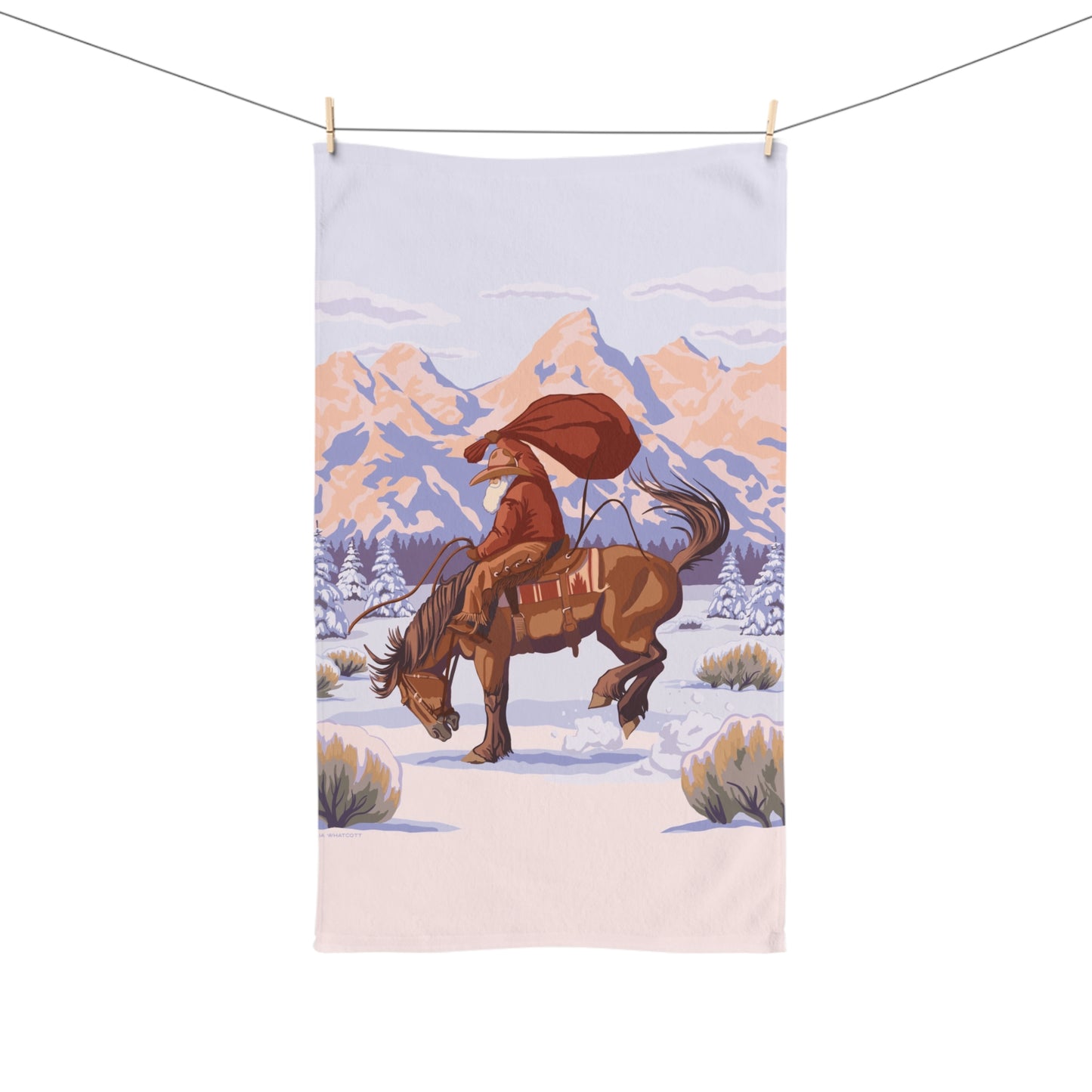 Wyoming Cowboy Santa Hand Towel