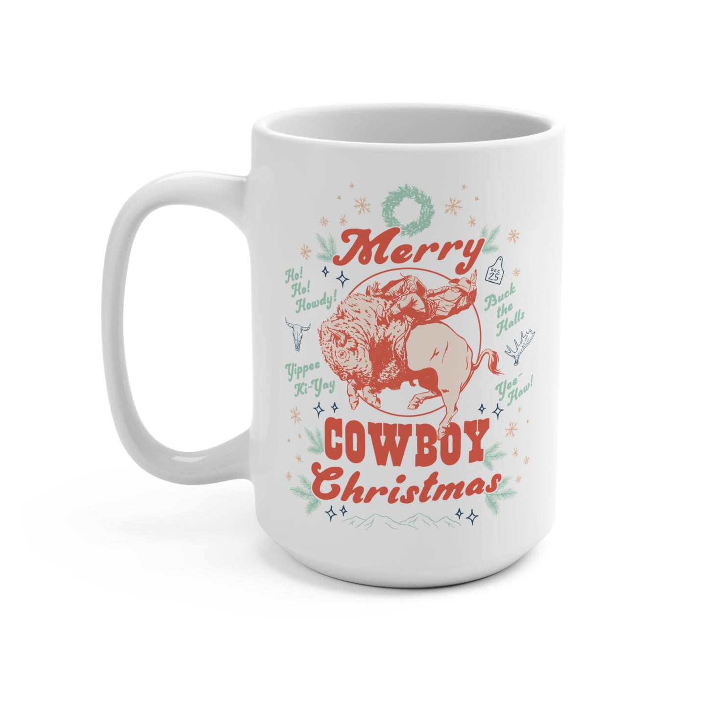 Merry Cowboy Christmas Mug