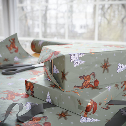 Cowboy Santa Wrapping Paper in Sage