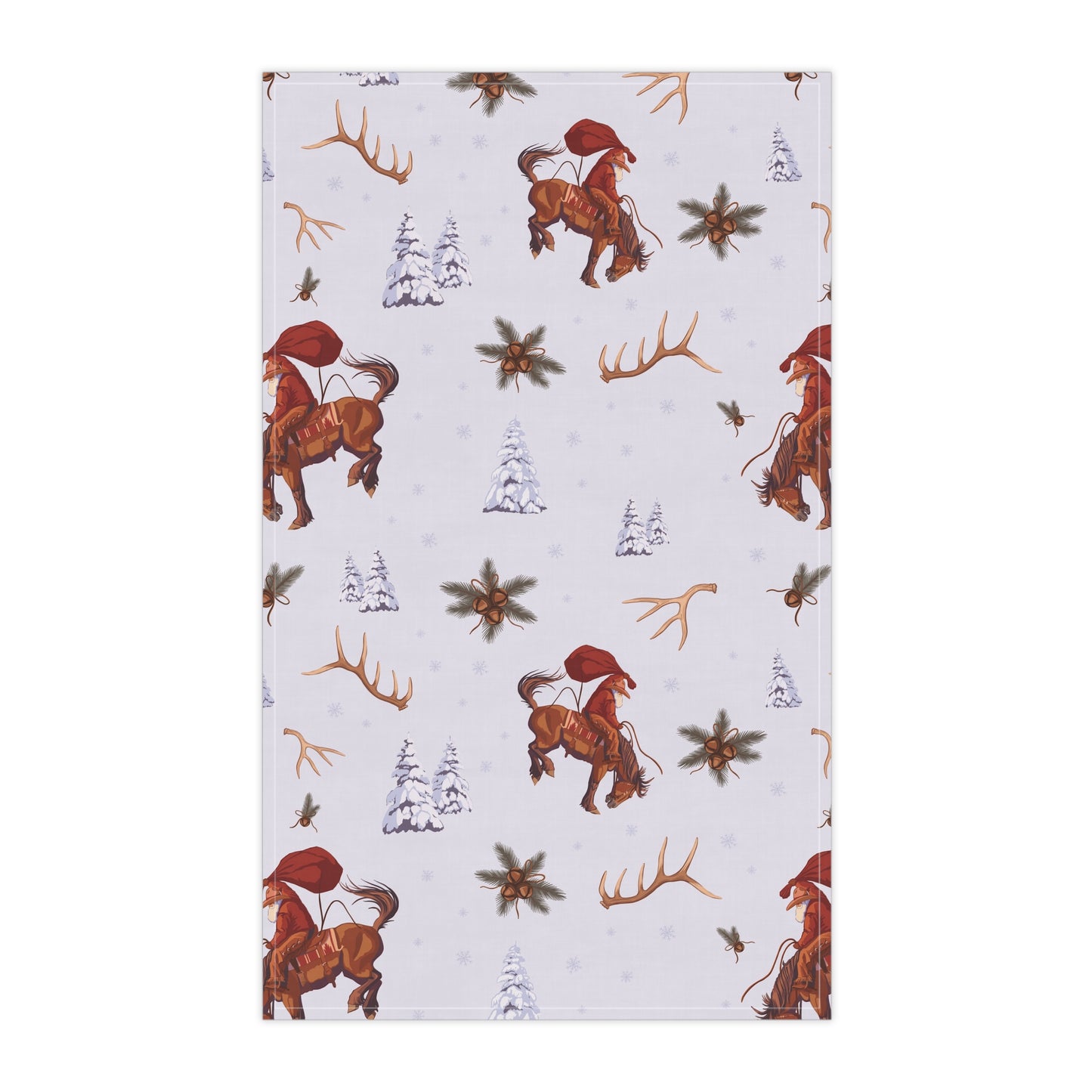 Cowboy Santa Kitchen Towel in Frosty Blue