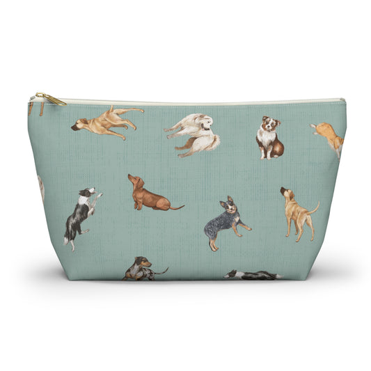 Cow Dogs Pencil Pouch in Turquoise