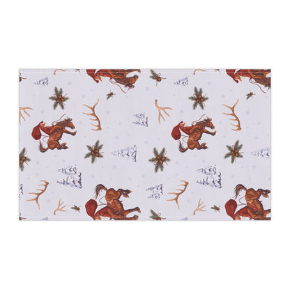 Cowboy Santa Kitchen Towel in Frosty Blue