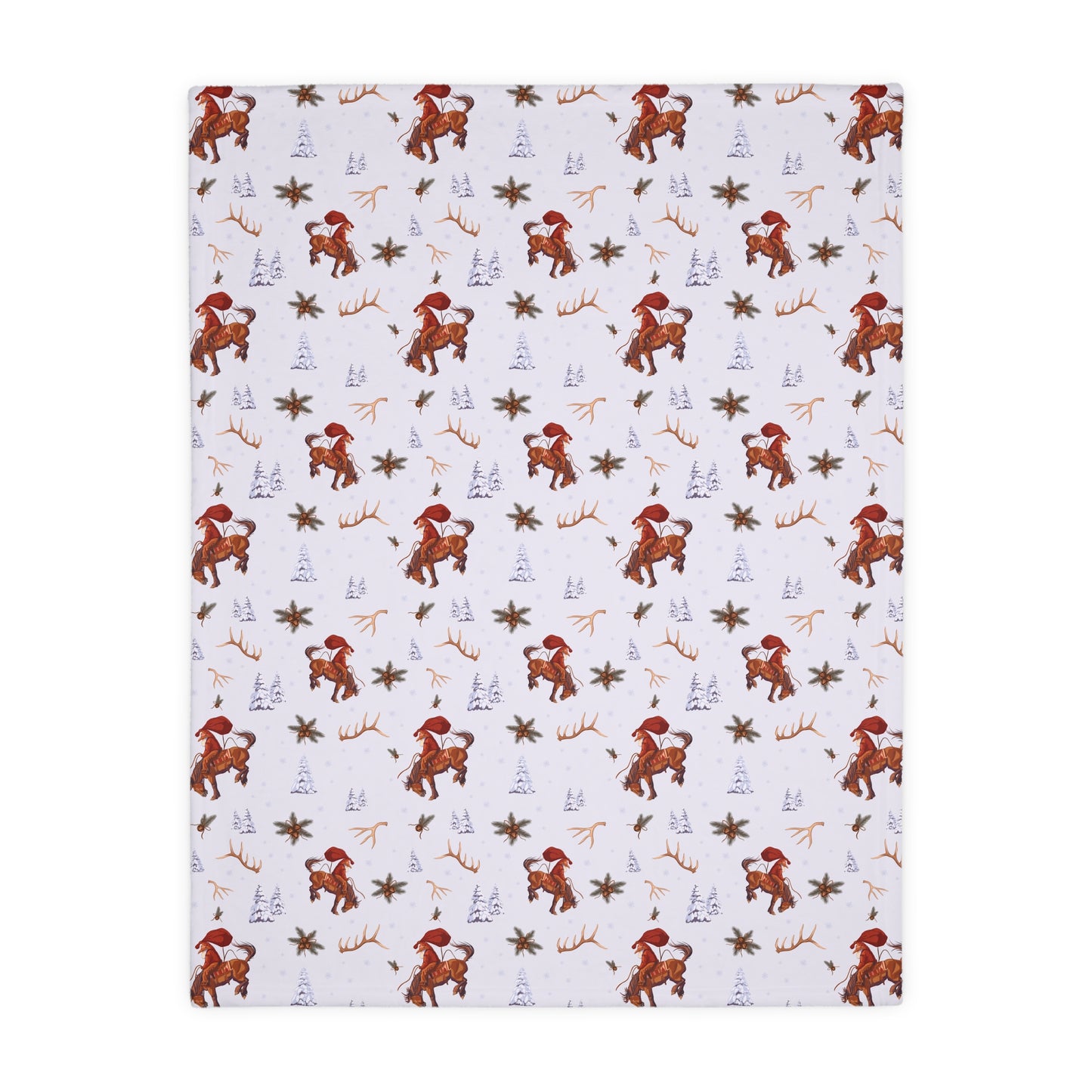 Cowboy Santa Velveteen Microfiber Throw Blanket in Frosty Blue