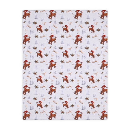 Cowboy Santa Velveteen Microfiber Throw Blanket in Frosty Blue