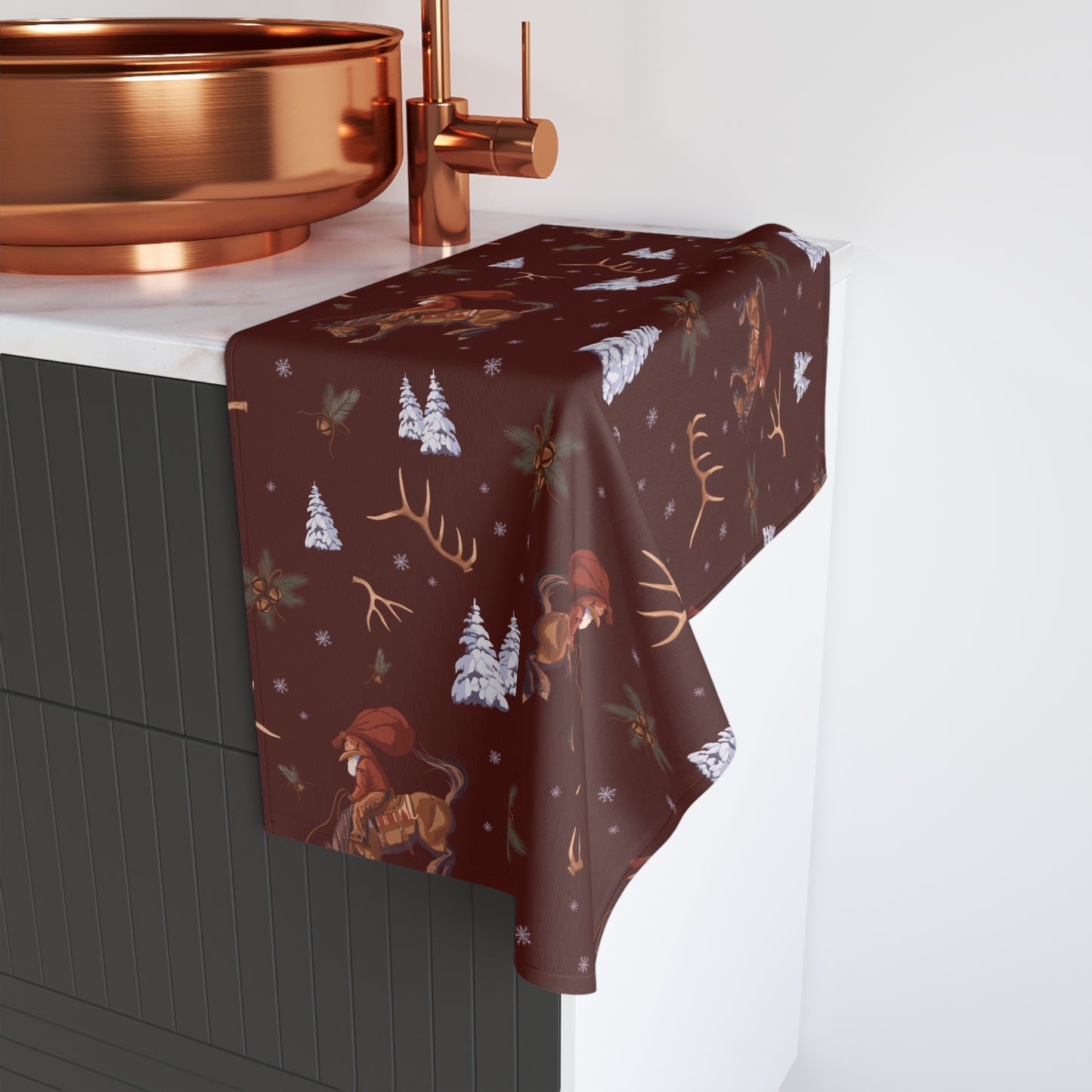 Cowboy Santa Hand Towel in Burgundy