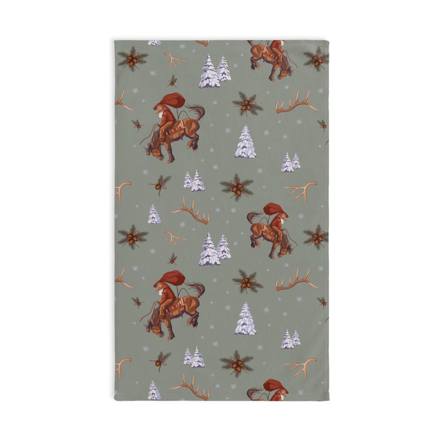 Cowboy Santa Hand Towel in Sage
