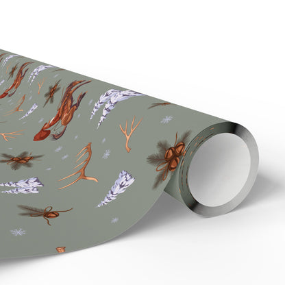 Cowboy Santa Wrapping Paper in Sage