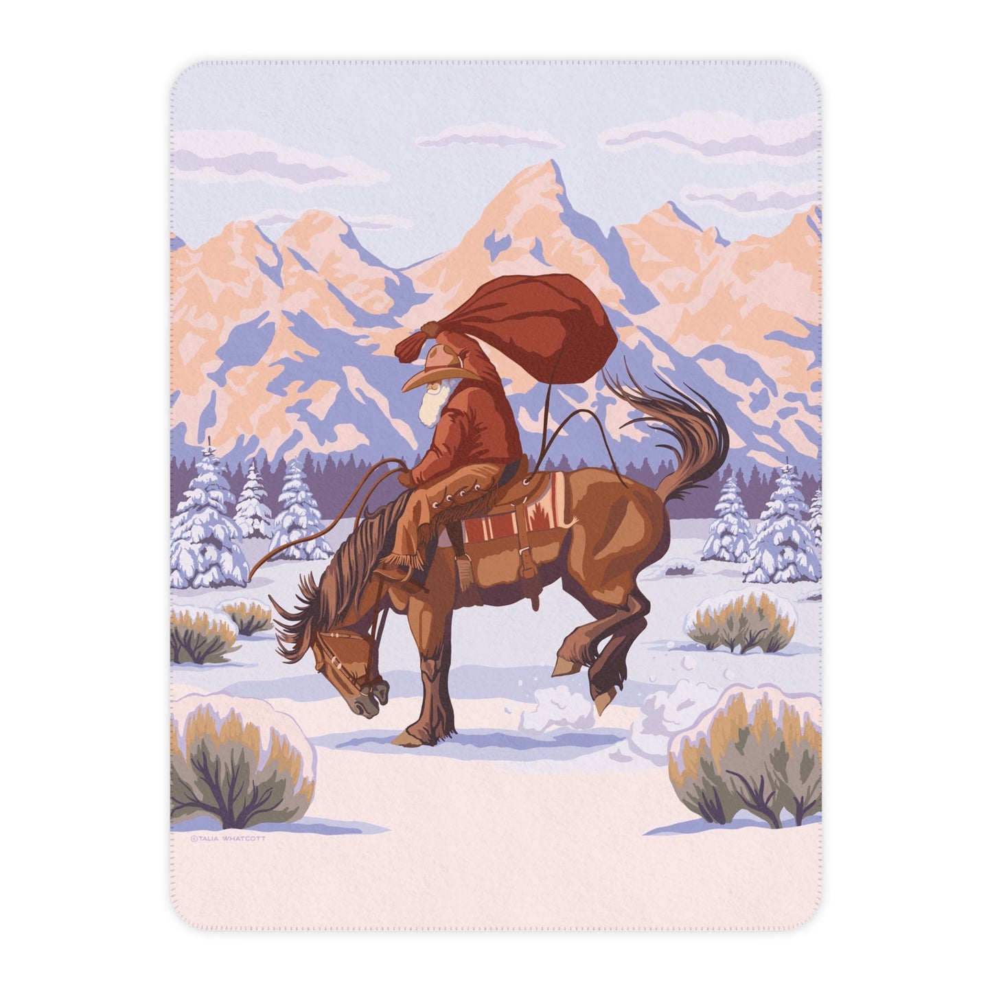 Wyoming Cowboy Santa Sherpa Blanket