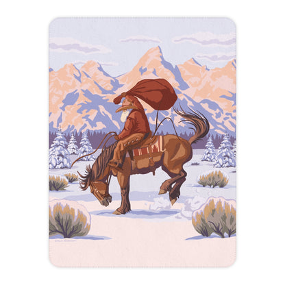 Wyoming Cowboy Santa Sherpa Blanket