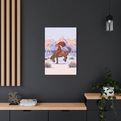 "Wyoming Cowboy Santa" Matte Stretched Canvas Print