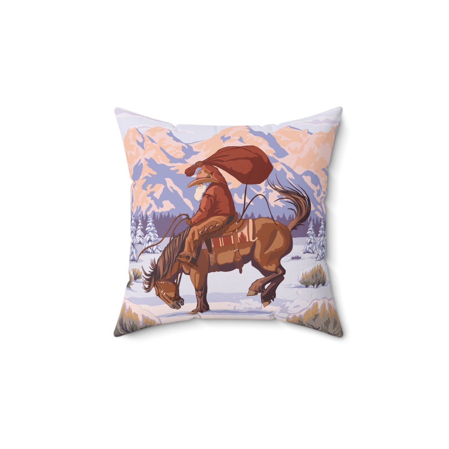 Wyoming Cowboy Santa Throw Pillow